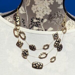 Vintage EL Multi-strand Statement/Runway Gold Tone with Black Details Necklace!